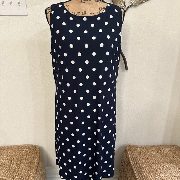 American Living Black & White Polka Dot Sleeveless Sheath Dress – Size 16 - Picture 2 of 4